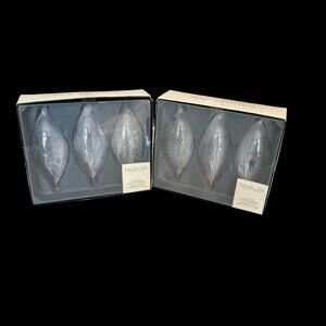 Set of 6 Rachel Zoe Glass Ornaments with Feathers and Pink Ombre' 6"